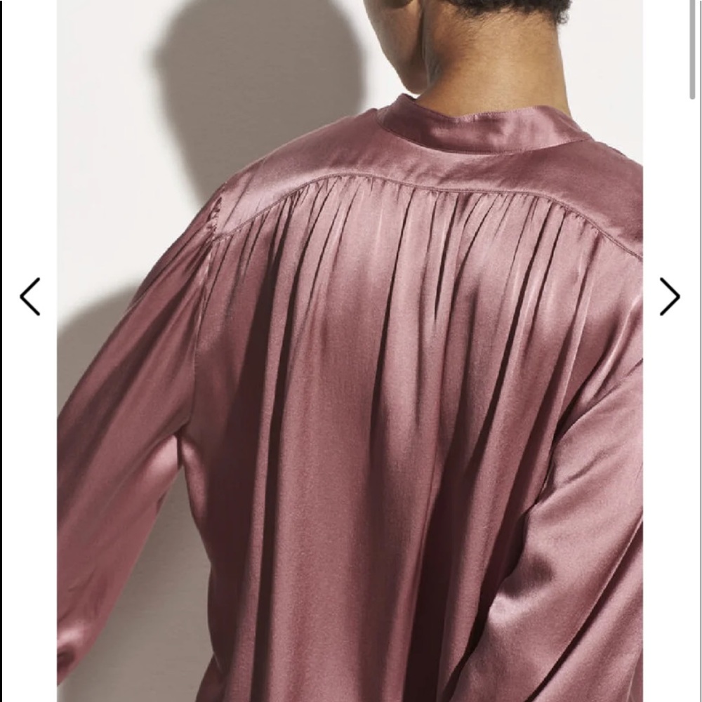 Vince Band Collar Silk Blouse